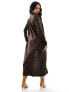 Фото #5 товара NA-KD fine knit maxi cardigan in dark brown