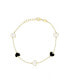 ფოტო #1 პროდუქტის Mother of Pearl and Onyx Heart Station Bracelet