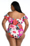 Фото #4 товара La Blanca Off Shoulder Ruffle One Piece Swimsuit, Multi//in Full Bloom, 16