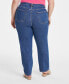 ფოტო #4 პროდუქტის Trendy Plus Size Two-Tone Straight-Leg Jeans, Created for Macy's