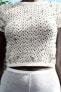 Pointelle knit top with beads