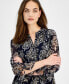 ფოტო #3 პროდუქტის Women's Mixed Media Pintucked Popover Top