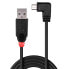 Lindy USB2.0 A/Micro-B 90Degree 0.5m - 0.5 m - USB A - Micro-USB B - USB 2.0 - Male/Male - Black