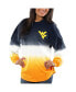 Фото #1 товара Women's Navy West Virginia Mountaineers Ombre Long Sleeve Dip-Dyed T-shirt