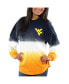 Women's Navy West Virginia Mountaineers Ombre Long Sleeve Dip-Dyed T-shirt