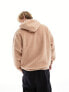 ASOS DARK FUTURE oversized hoodie with front embroidery in beige borg WARM TUAPE, S - фото #8