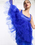 Фото #2 товара Amy Lynn Bobby tiered tulle mini dress in cobalt