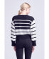 ფოტო #3 პროდუქტის Women's V-neck Striped Sweater