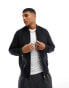 Jack & Jones Essentials zip through faux suede bomber jacket in black