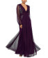 Фото #5 товара Petite V-Neck Side-Beaded Long-Sleeve Gown