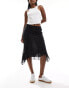 Фото #1 товара Mango aysmettric hem spot printed midi skirt in black