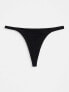 ASOS DESIGN 3 pack basic cotton tanga thongs in black