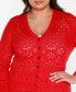Фото #4 товара Black Label Plus Size Pointelle Button Front Cardigan Sweater