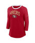 ფოტო #2 პროდუქტის Women's Scarlet San Francisco 49ers Raglan 3/4 Sleeve T-Shirt