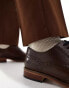 ASOS DESIGN brogue shoes in brown leather with natural sole and colour details US 9 - фото #6