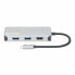 Фото #4 товара Manhattan USB-C Dock/Hub with Card Reader - Ports (x6): Ethernet - HDMI - USB-A (x3) and USB-C - With Power Delivery (10W) to USB-C Port (Note additional USB-C wall charger and USB-C cable needed) - Cable 15cm - Aluminium - Silver - Three Year Warranty - Retail Box