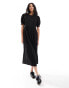 New Look plain smock midi dress in black