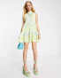 ASOS DESIGN high neck tiered mini dress in green swirl print