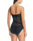 Фото #3 товара Women's One-Shoulder Mesh Cutout Swimsuit, Created for Macy's