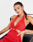 Фото #4 товара The Frolic firth ring detail linen wide leg jumpsuit in red