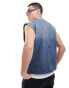 Weekday Astoria denim zip through vest in steel blue wash