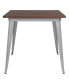 Modern 31.5" Square Metal Table With Rustic Wood Top For Indoor Use
