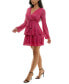 ფოტო #3 პროდუქტის Juniors' Sequin Surplice-Neck Tiered Mini Dress