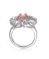 ფოტო #2 პროდუქტის Sterling Silver White Gold and Rose Gold Plated Morganite Cushion with Pink and Clear Cubic Zirconia Cluster Ring