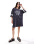 Фото #1 товара ASOS DESIGN oversized mini dress with berlin print in grey acid wash