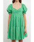 Women's Classic Sweetheart Tiered Mini with Puff Sleeves Dress