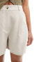 Фото #4 товара Mango linen pintuck shorts in beige