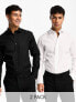 Фото #1 товара Jack & Jones 2 pack slim fit smart shirt in white & black