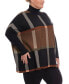 Plus Sized Long Sleeve Turtleneck Poncho Sweater Chocolate Plaid, 2X - фото #3