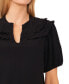 Фото #3 товара Women's Solid Ruffled Yoke Split Neck Knit Top