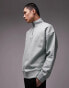 Topman premium heavyweight relaxed 1/4 zip sweatshirt in sage