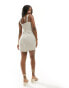 Фото #4 товара Abercrombie & Fitch linen blend square neck ruched side mini dress in beige