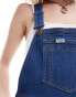 Wrangler denim dungaree dress in mid blue