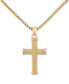 ფოტო #1 პროდუქტის Textured Cross 24" Pendant Necklace in Gold-Tone Ion-Plated Stainless Steel