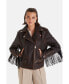 ფოტო #3 პროდუქტის Women's Genuine Leather Jacket, Brown