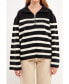 ფოტო #2 პროდუქტის Women's Striped Half-Zip Sweater