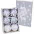 Ёлочные шарики Белый Серебристый бумага Polyfoam Oленем 7,5 x 7,5 x 7,5 cm (6 штук)