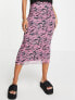 Фото #1 товара Topshop mesh zebra midi skirt in pink