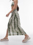 Topshop wrap sarong skirt in green tie dye print