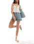 Фото #2 товара Pull&Bear linen look crinkle texture short in washed blue