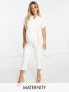 Фото #1 товара Closet London Maternity tie waist kimono jumpsuit in cream