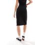 Фото #8 товара Vila ribbed midi skirt with split in black