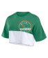 Фото #3 товара Women's Green/White Miami Hurricanes Oversized Badge Colorblock Cropped T-Shirt