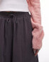 Фото #4 товара Topshop Petite pull on wide leg trouser in charcoal