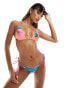 Candypants beaded abstract print triangle bikini top in multi