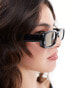 ASOS DESIGN mid square sunglasses in black with brown lens